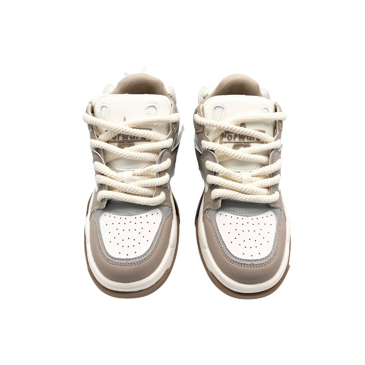 QIANJIN Мужские низкие скейтерские кеды бежевые, цвет Beige — фото 2