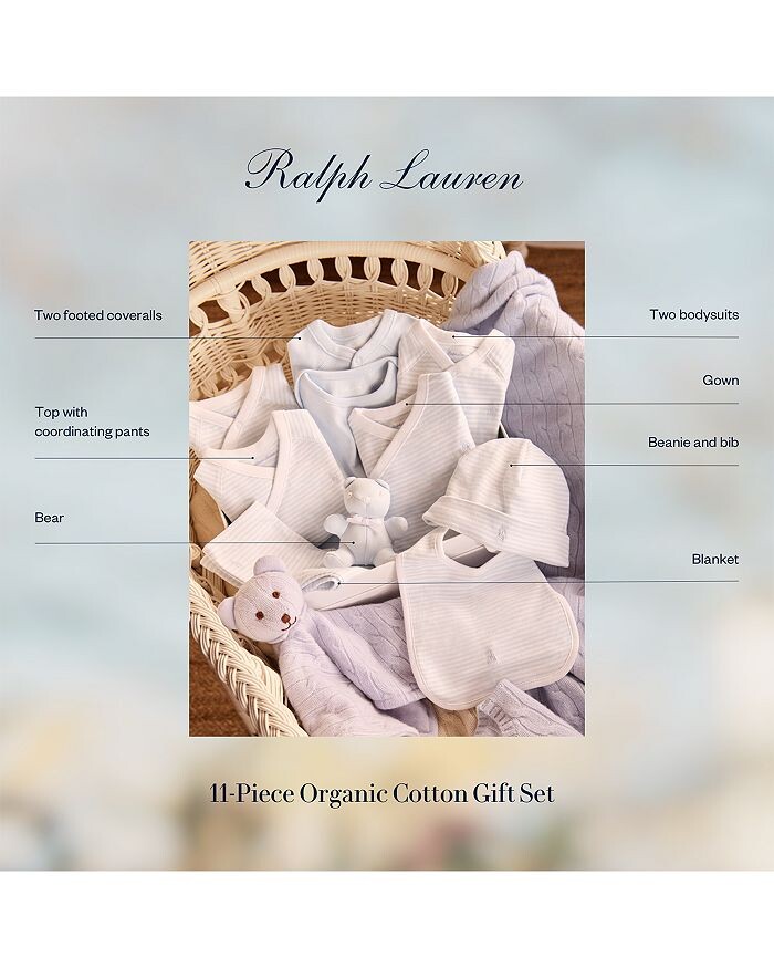 Подарочный набор унисекс из 11 предметов Ralph Lauren из органического хлопка — для малышей, синий — фото 4
