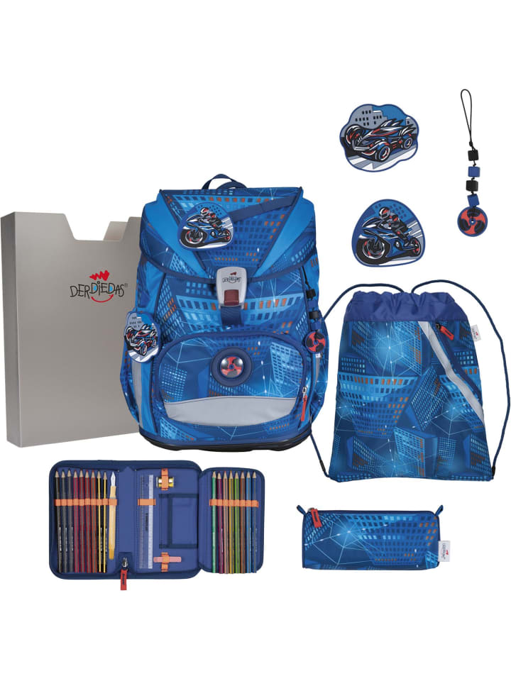 

Derdiedas 5-предметный школьный рюкзак ErgoFlex Superlight Turbo Speed синий