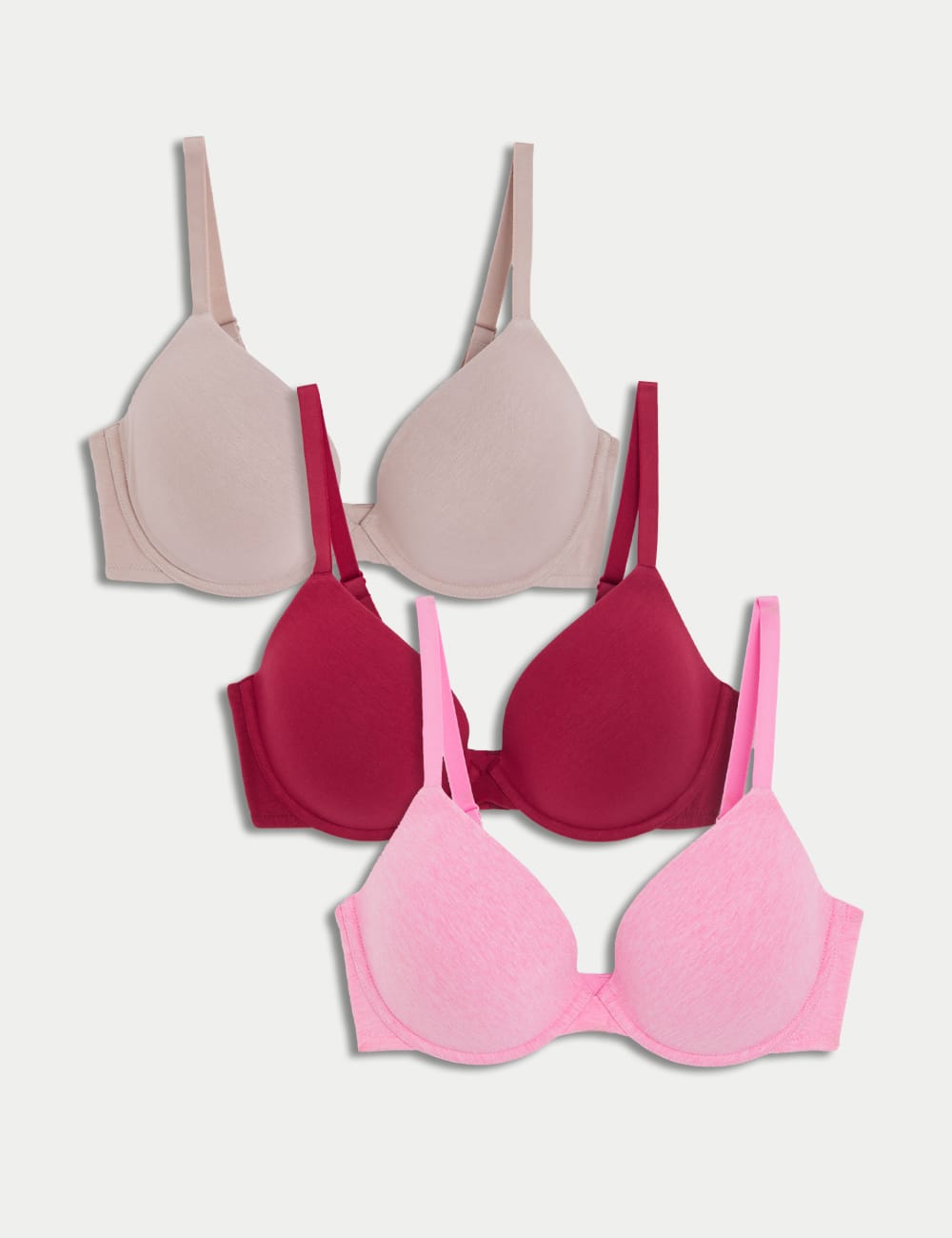 

3pk Wired Plunge T-Shirt Bras AE Marks & Spencer, цвет Dark cranberry