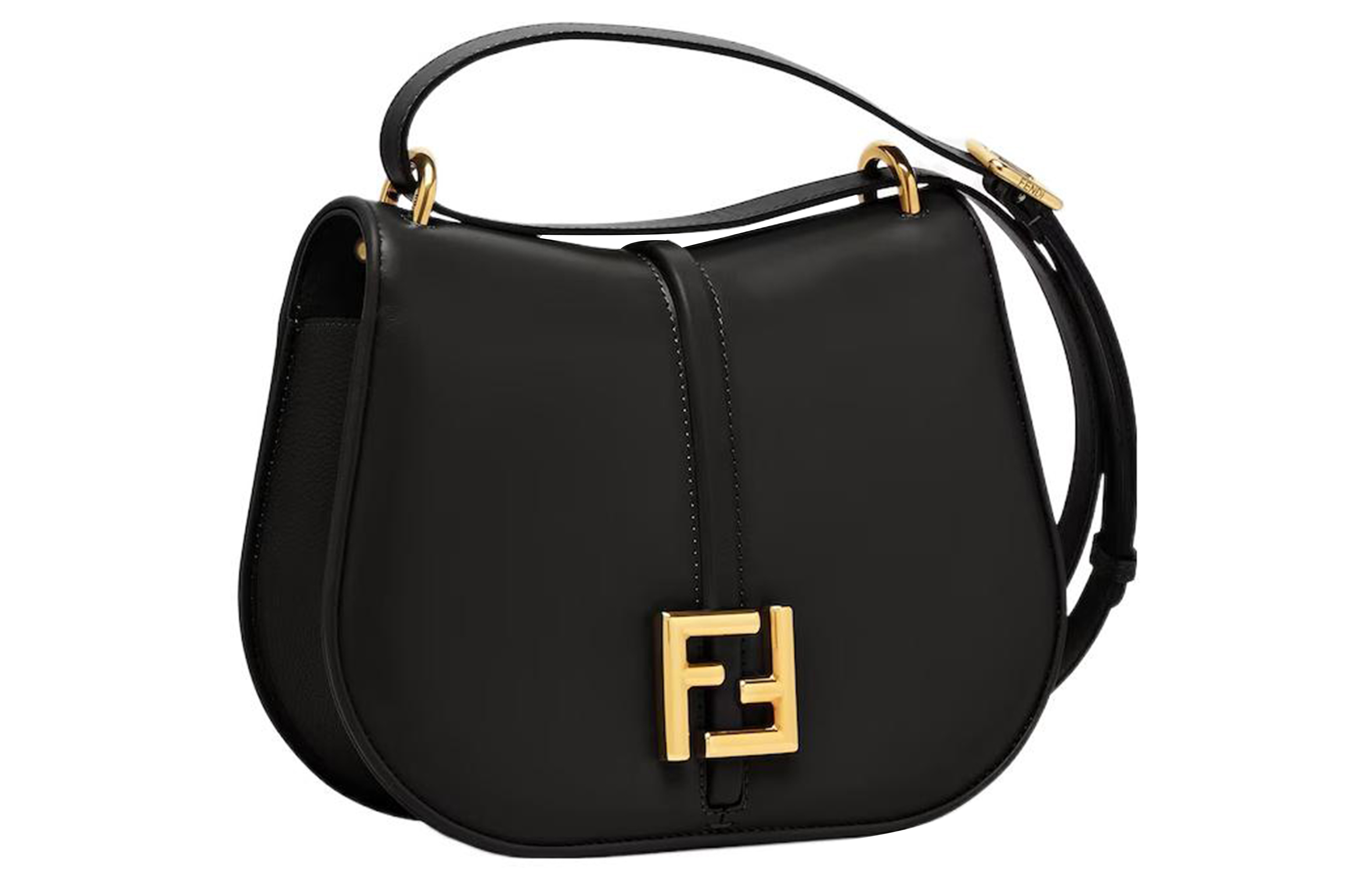 FENDI Кожаная сумка через плечо, средний размер, женская, черная — фото 2