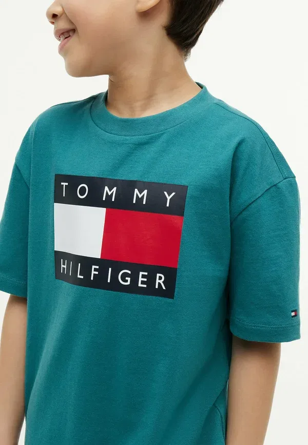 Футболка с принтом Tommy Hilfiger Heritage printed flag, платиновый бирюзовый — фото 4