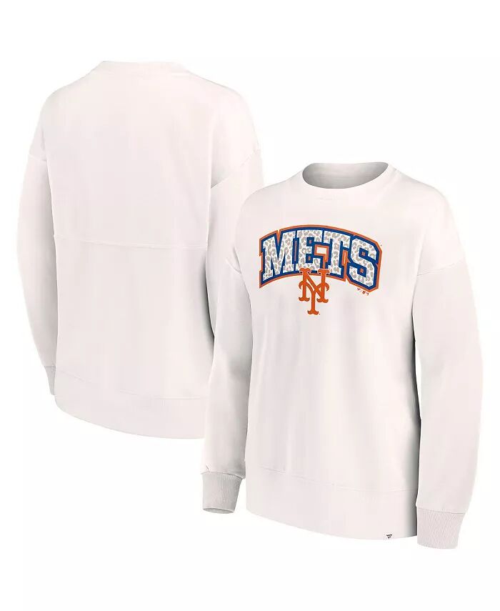 

Женская кремовая толстовка-пуловер с леопардовым принтом New York Mets Fanatics