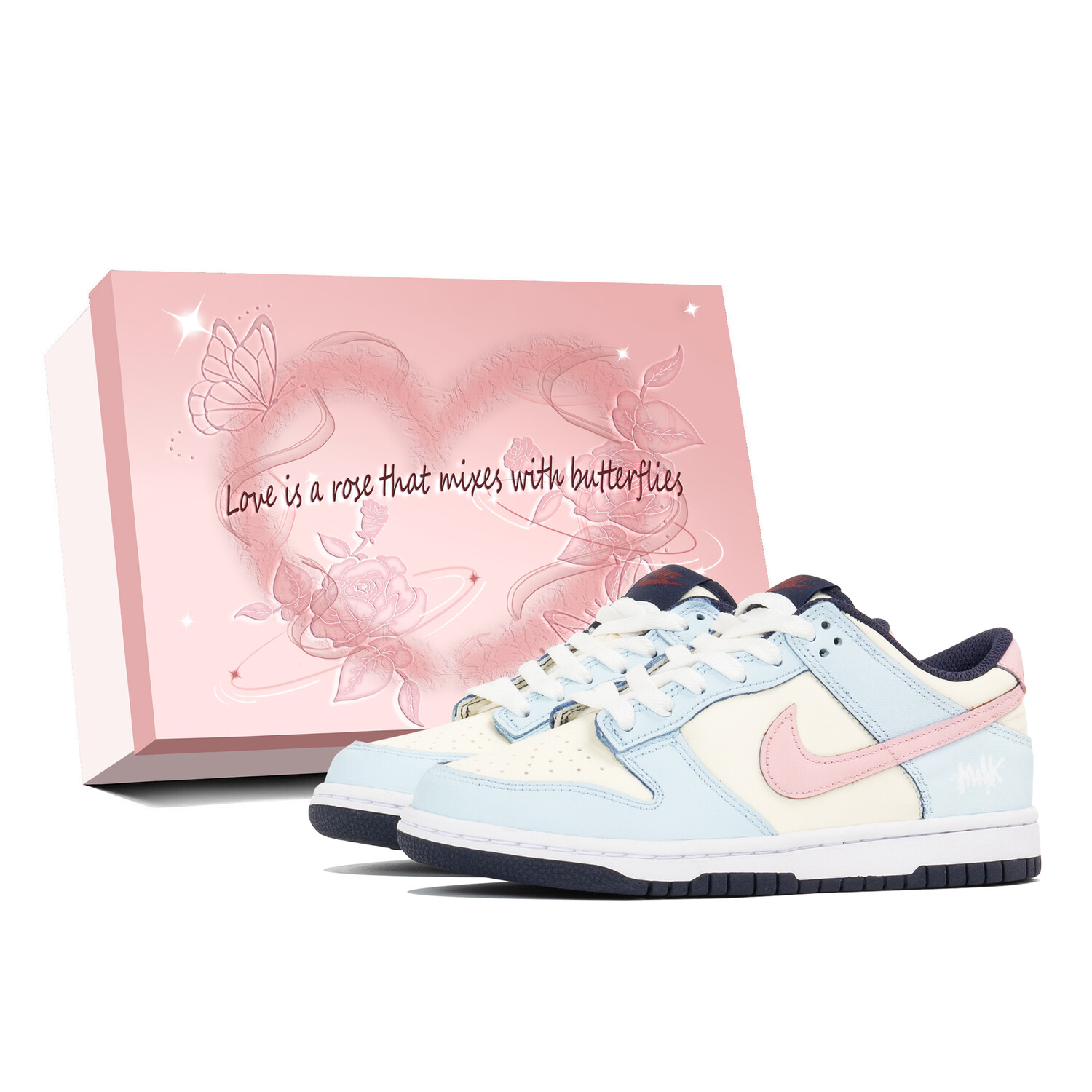 

Кроссовки Nike Dunk Skateboarding Shoes Women's Low-top Blue/beige/pink, голубой, Синий, Кроссовки Nike Dunk Skateboarding Shoes Women's Low-top Blue/beige/pink, голубой