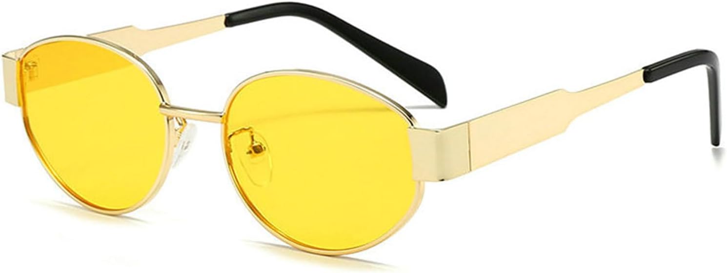 

Солнцезащитные очки Willochra овальной формы для женщин, модные в стиле Y2K, с маленькой металлической оправой, ретро, ​​классические, в стиле хип-хоп, защита от УФ-излучения UV400, C12