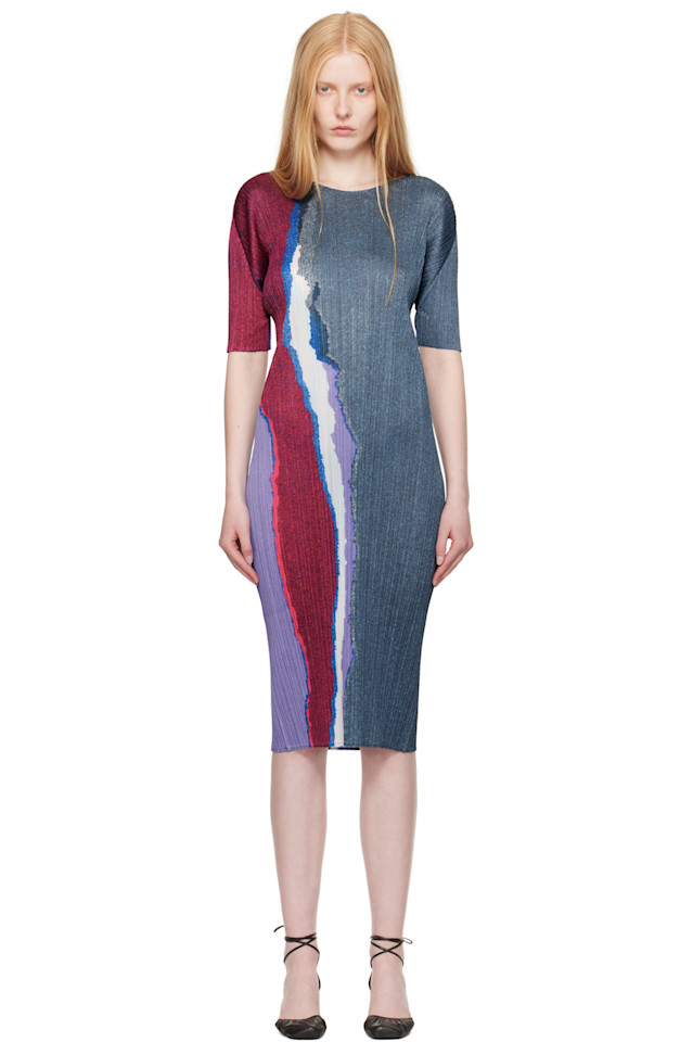 

Платье миди с зернистым принтом Pleats Please Issey Miyake, мультиколор