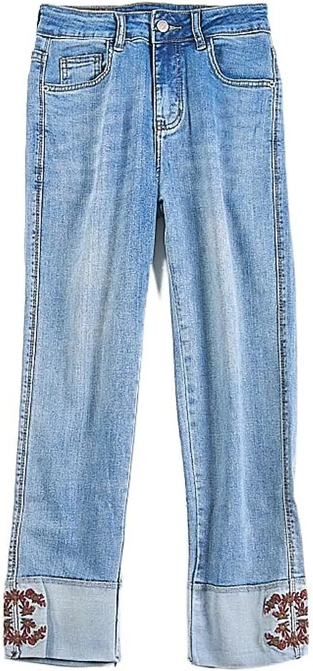 

Женские джинсы Embroidered Slim Straight с укороченным низом KOSFESFJHD
