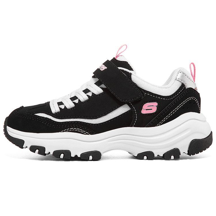 

Skechers Низкие, износостойкие, амортизирующие детские кроссовки, цвет: черный, розовый
