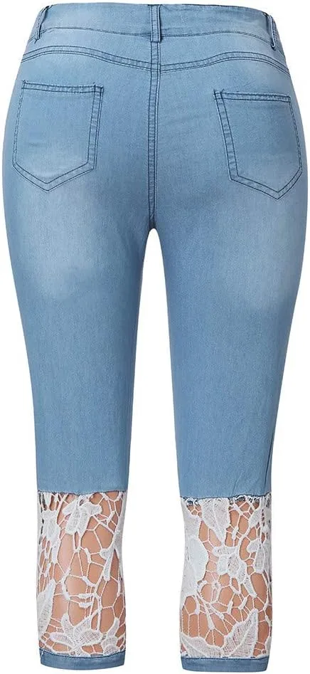Женские джинсы капри Casual High Waisted Skinny Leggings Stretchy Cotton с карманами — фото 3