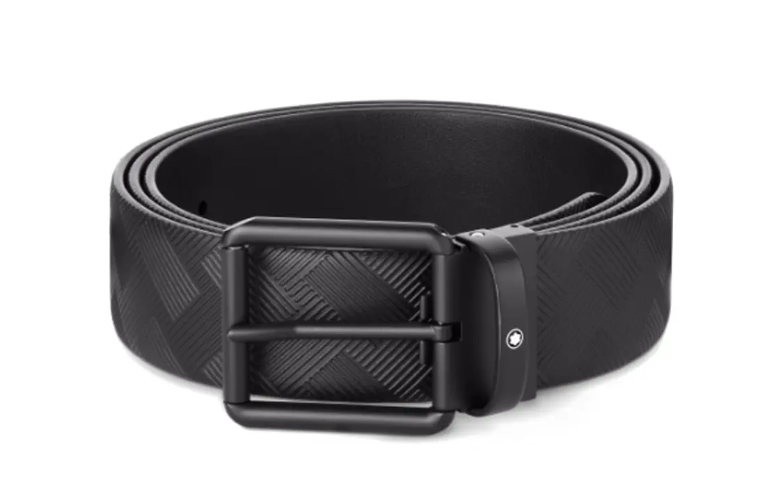 

MONTBLANC Мужской кожаный ремень из коровьей кожи черный шириной 3.5 см, Black