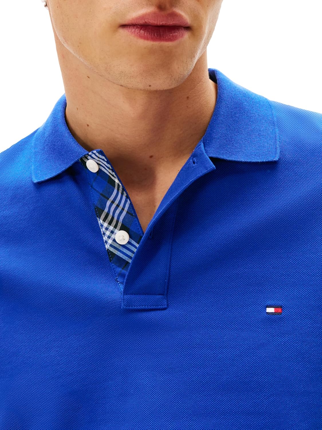 Мужские поло Tommy Hilfiger с коротким рукавом, повседневные, классического кроя, с эластичной тканью и скрытой планкой, Wedge Blue — фото 2