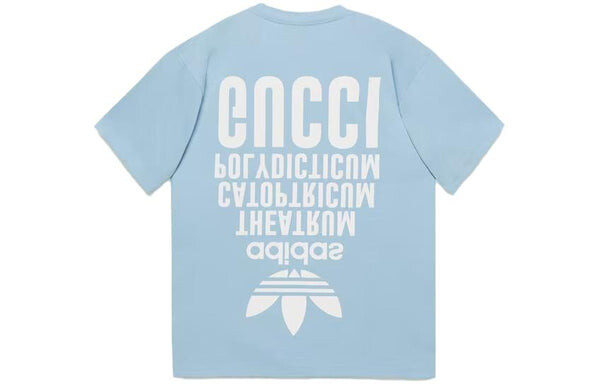Футболка x adidas cotton t-shirt 'light blue' Gucci, синий — фото 2
