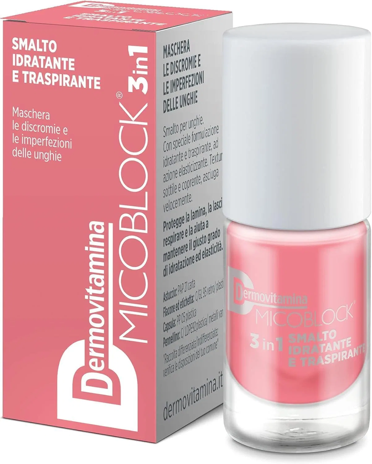 Укрепляющий лак для ногтей Dermovitamina Micoblock 3 в 1, розовый, 5 мл Dermovitamina