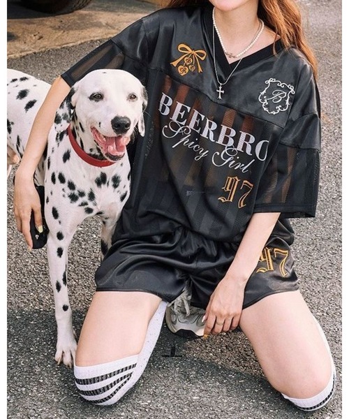 

Топ прозрачный в полоску с логотипом CHEER, черный