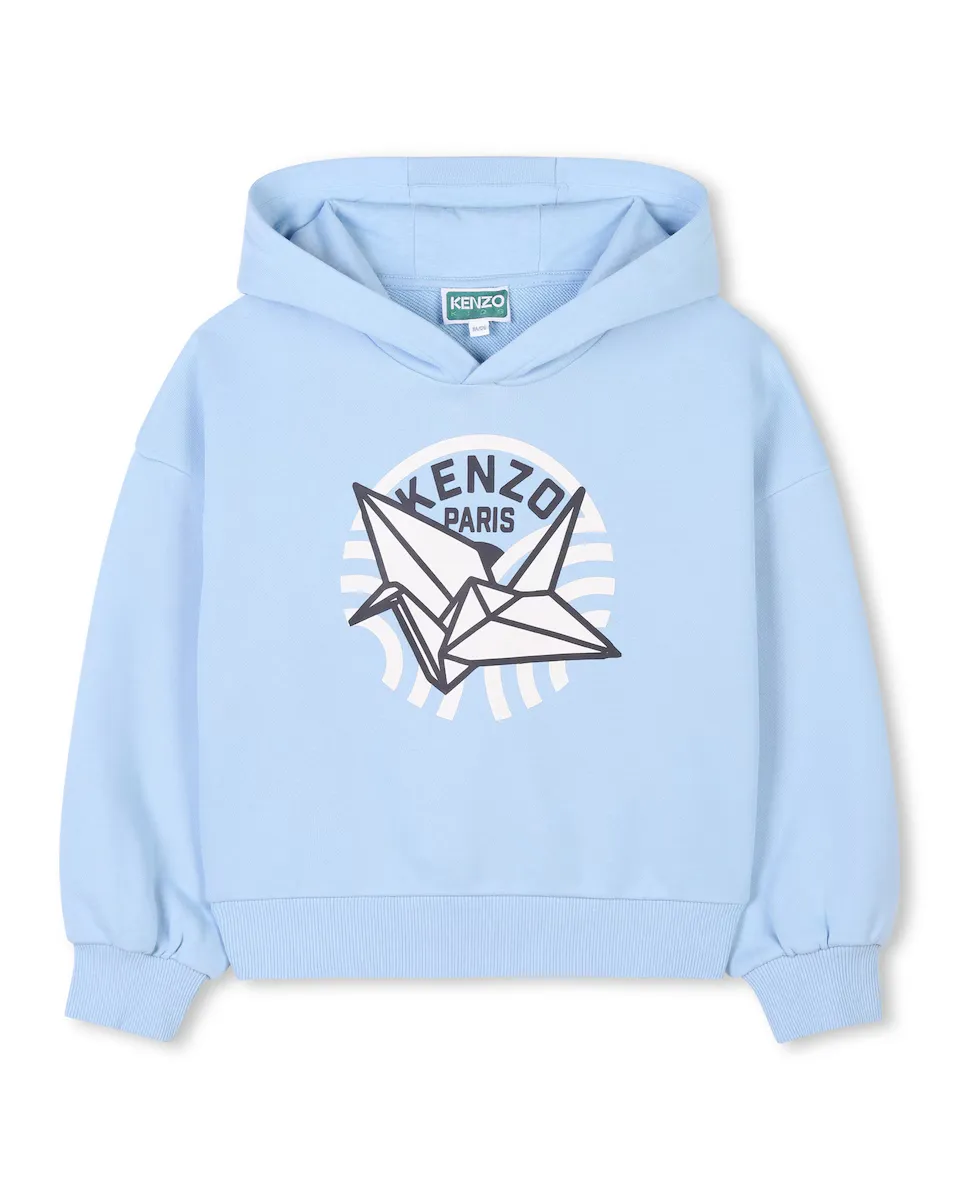 

Хлопковая толстовка с капюшоном для девочки Kenzo Kids, голубой