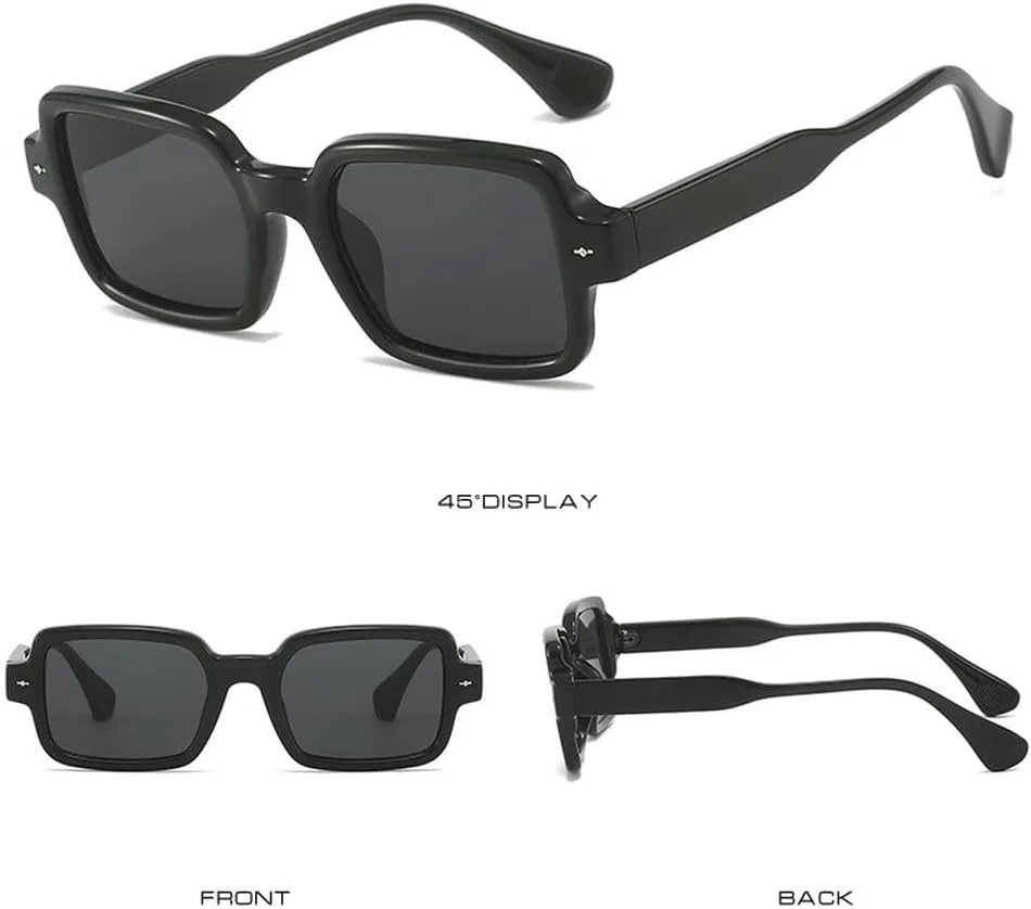 

Модные двухцветные солнцезащитные очки для женщин в винтажном стиле с заклепками, защита от УФ-излучения UV400, для мужчин – прозрачная оправа HVTVTLA, Black Gray