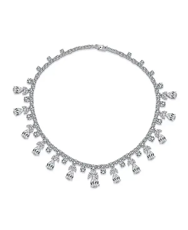 

Ожерелье-Нагрудник в стиле ар-деко с каплевидными фианитами, посеребренное Bling Jewelry, clear