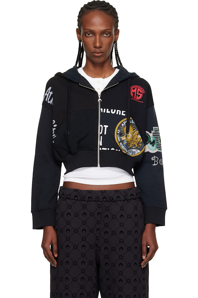 

Marine Serre Укороченная толстовка на молнии с графическим принтом Regenerated