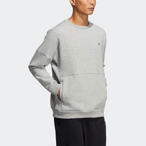 Толстовка adidas Solid Color Minimalistic Alphabet Printing Round Neck Sports Unisex Gray, серый — фото 2