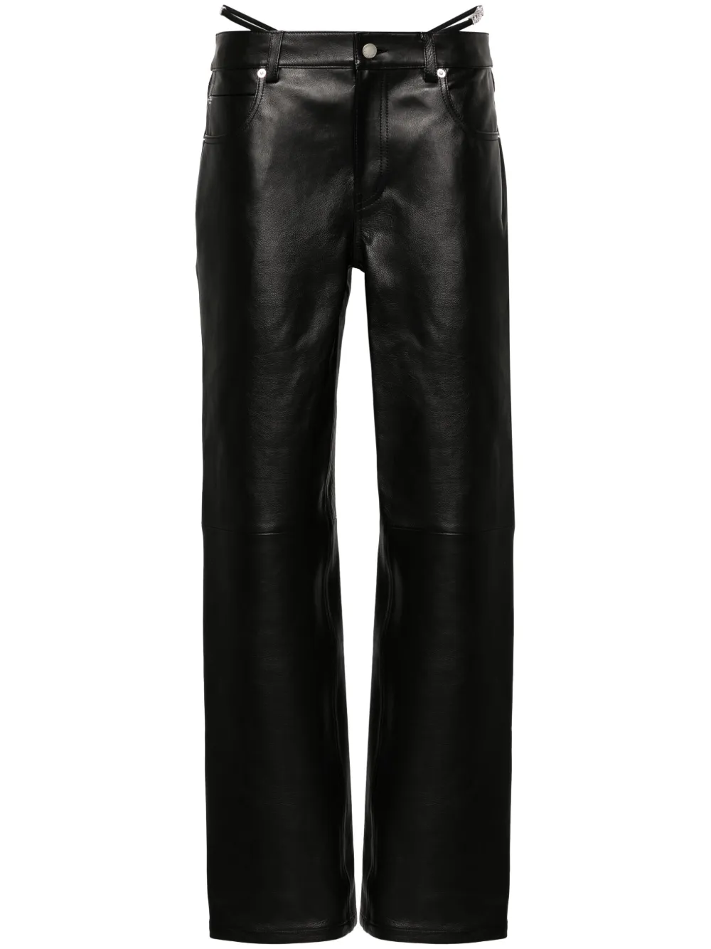 

Кожаные брюки с логотипом Alexander Wang, черный