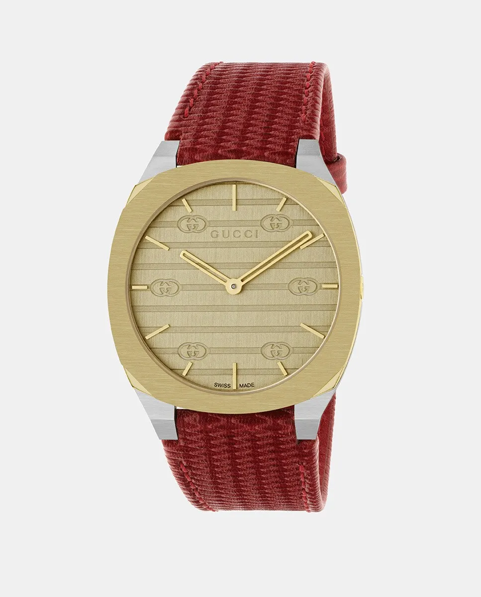 

Часы мужские 25Н YA163415 красные кожаные Gucci, красный