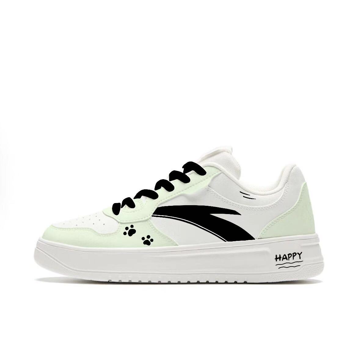 

ANTA Easy Bihuo Footprints, освежающий кампусный стиль, милые, сладкий стиль, нишевые парные белые туфли из искусственной кожи