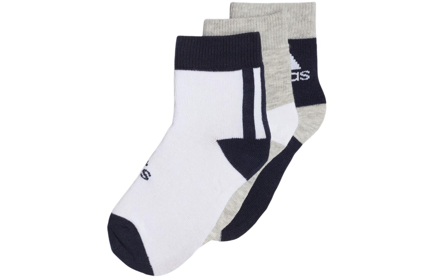 Детские носки Moderate Adidas, 3 pack (legend ink/medium heather серый/белый) — фото 3