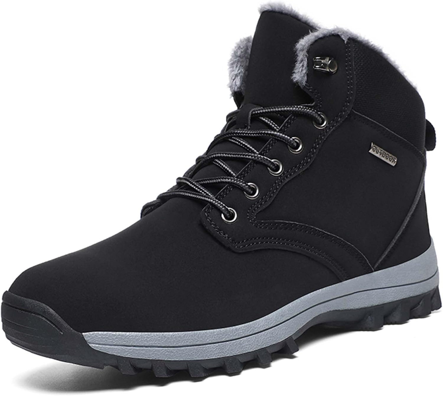 

Зимние снежные ботинки водонепроницаемые для мужчин, походные снежные кроссовки, кожаные, с теплой подкладкой из флиса, ботинки до щиколотки, минималистичные, с хлопковой отделкой Generic, черный