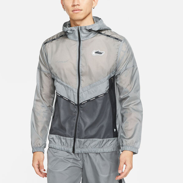Куртка Nike Repel Wild Run Windrunner Casual Printing Running Sports Woven Jacket Gray, серый — фото 3