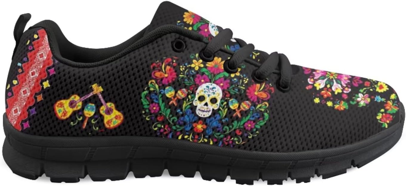 

Унисекс кроссовки для женщин с тропическим цветочным рисунком, теннисные и беговые, легкие, с сетчатым верхом, спортивные, для тренажерного зала, с подошвой из EVA Getelinseng, Embroidered Skull Flower