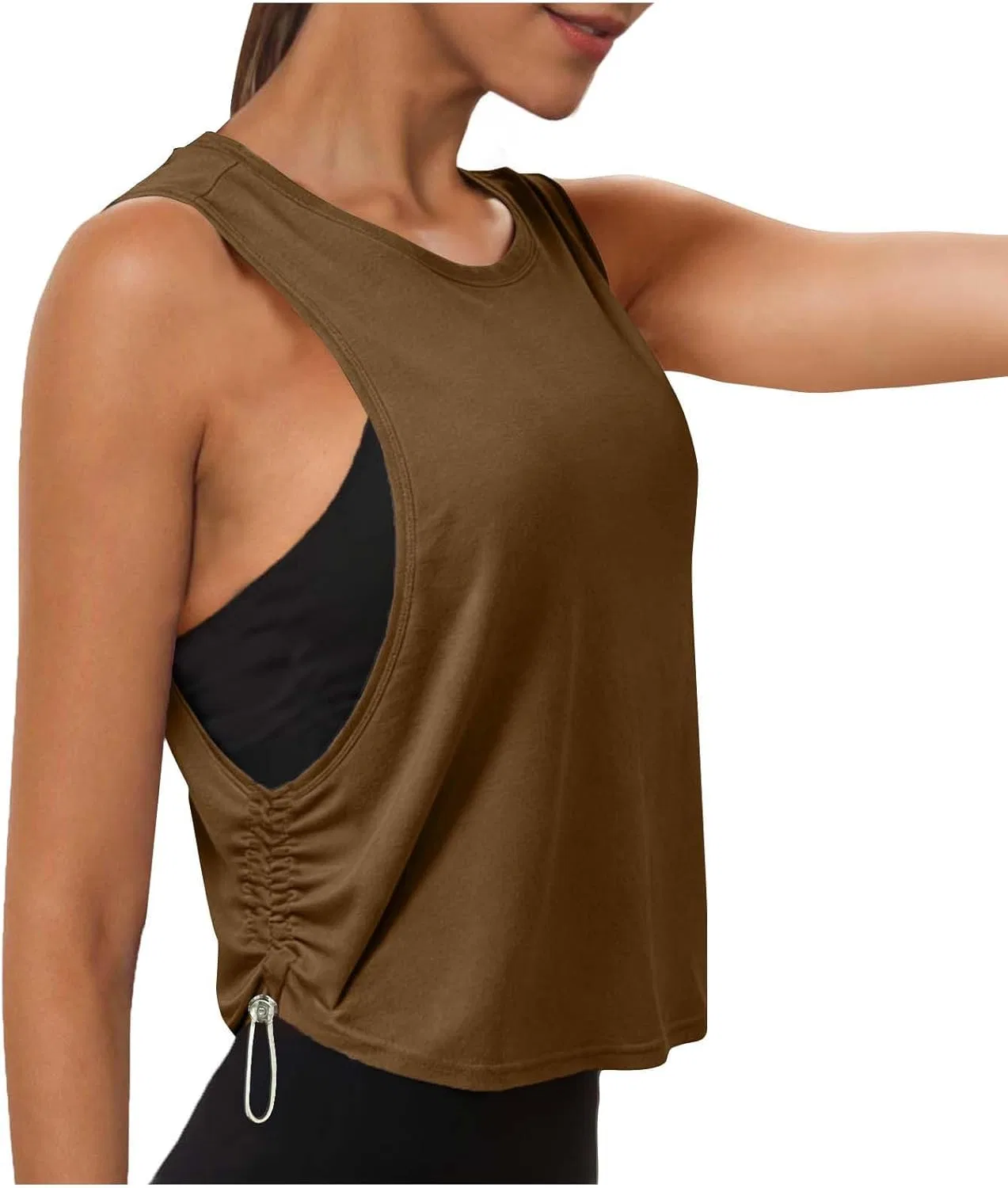 Женский топ для тренировок с открытой спиной, Quick Dry, Brown