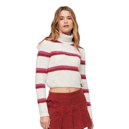 

Свитер Superdry Stripe Crop Roll Neck, розовый