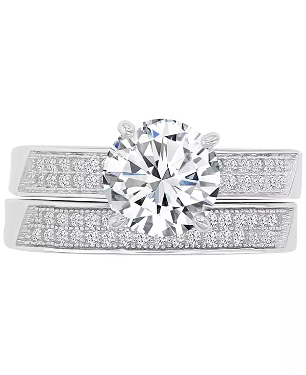 

Свадебный комплект из кубического циркония и бусин милгрейн в оправе из стерлингового серебра Macy'S, silver