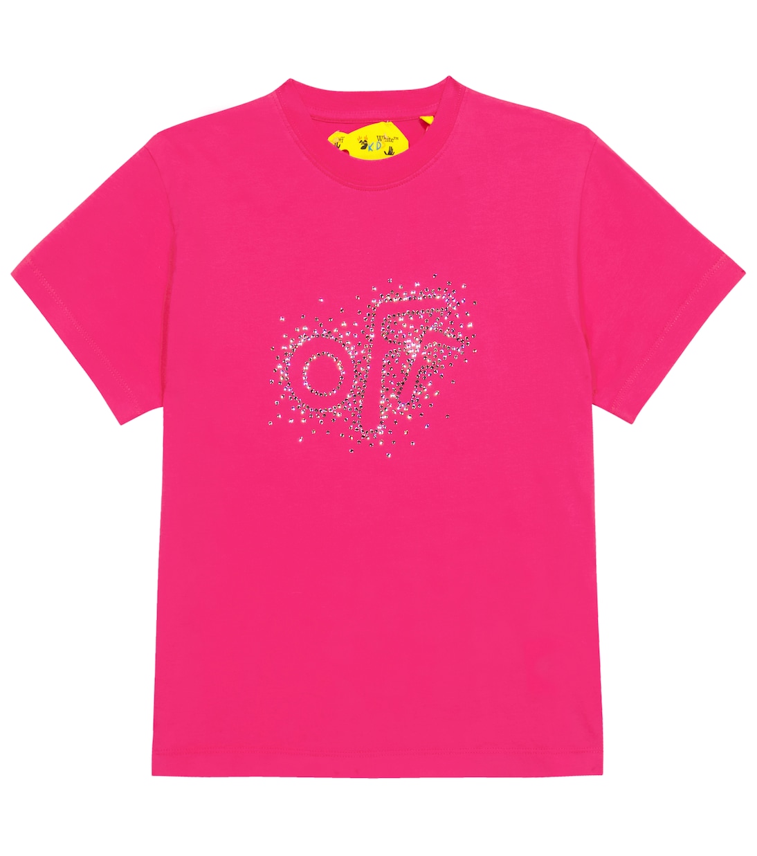 

Футболка из хлопка с декорированным логотипом Off-White Kids, Fuchsia Crystals