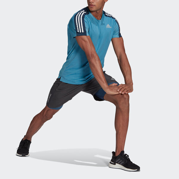 Футболка adidas Own The Run Tee Running Sports Round Neck Short Sleeve Blue, синий — фото 4