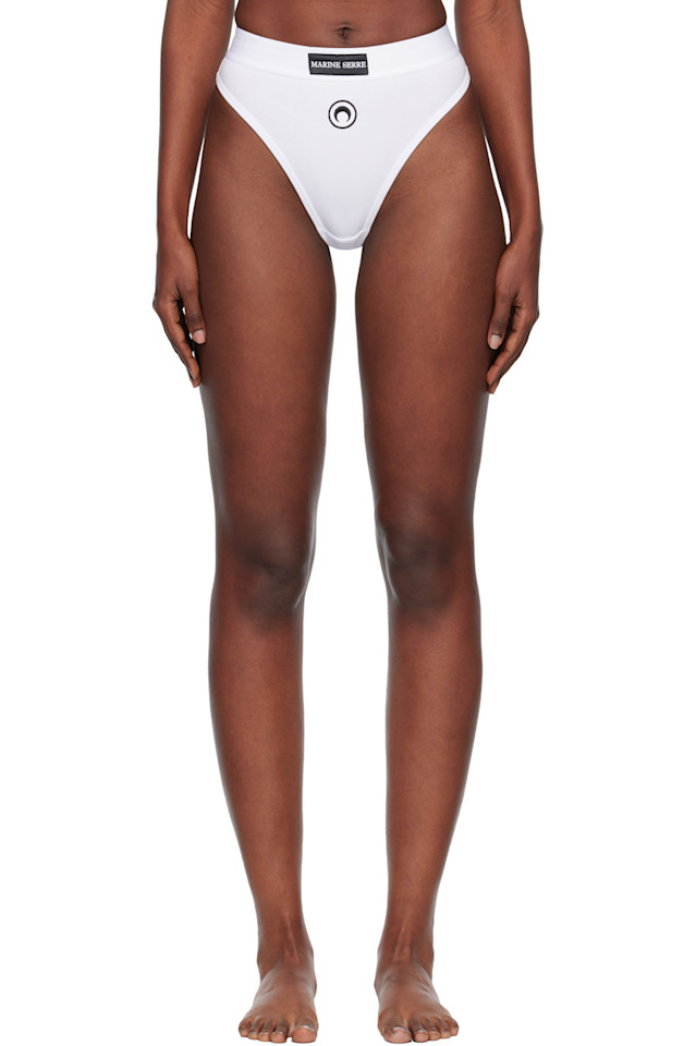 

Трусы с высокой талией из эластичного трикотажа с логотипом «Луна» Marine Serre, белый