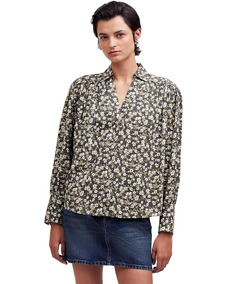 

Топ Madewell Top Femme Long Sleeve Popover - Transpeed Cotton Viscose, цвет Dark Pavement