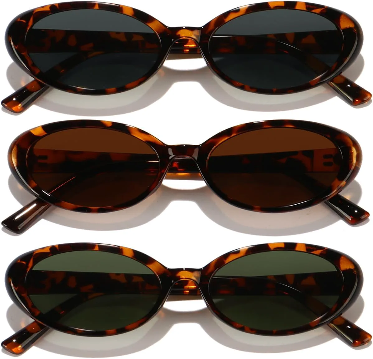 

Овальные солнцезащитные очки для женщин и мужчин, модные, маленькие, в стиле 90-х, солнцезащитные очки UV400 GFUIARA, 3pack-leopardblack+leopardbrown+leopardgreen