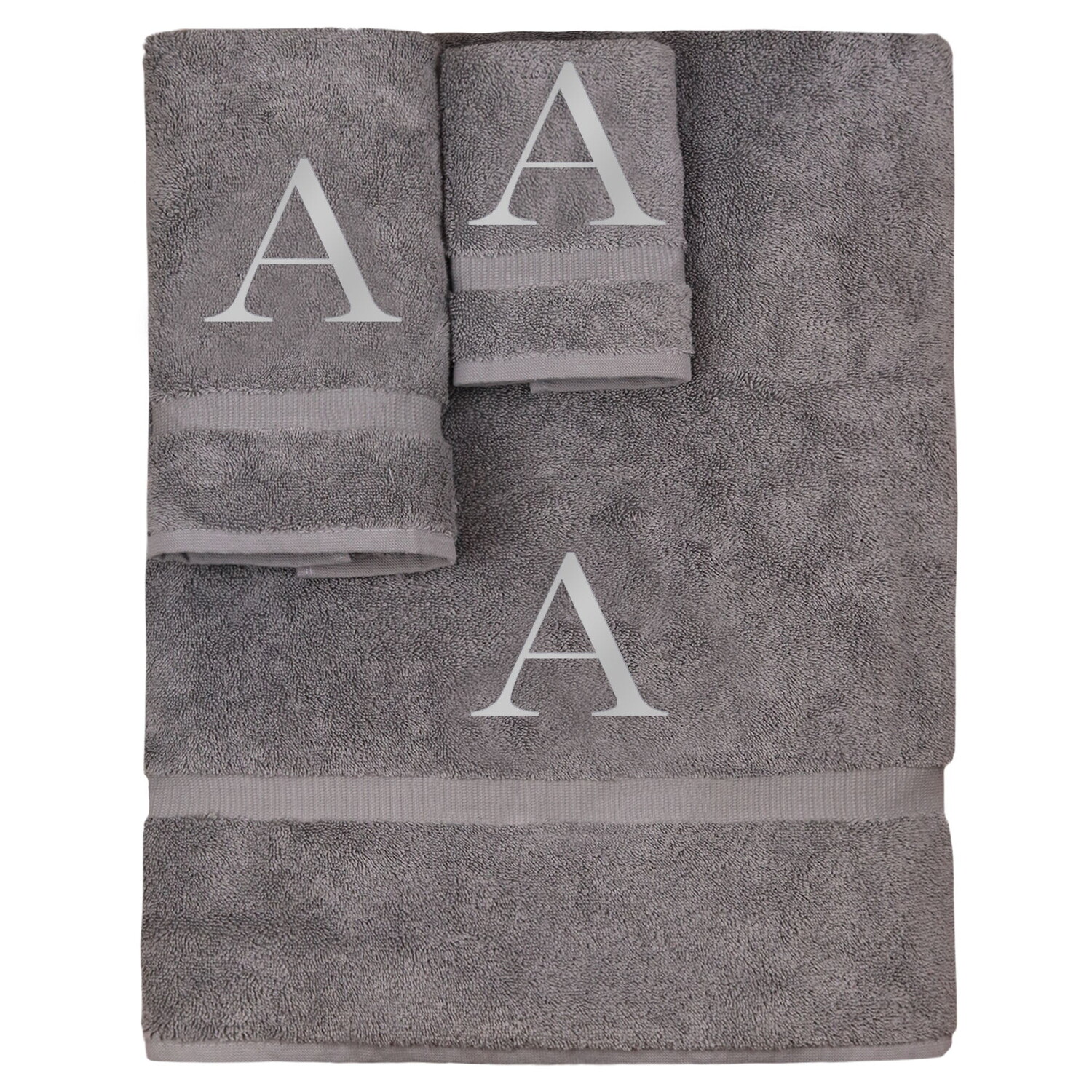 

Банное полотенце с монограммой Bare Cotton 3 шт, серый