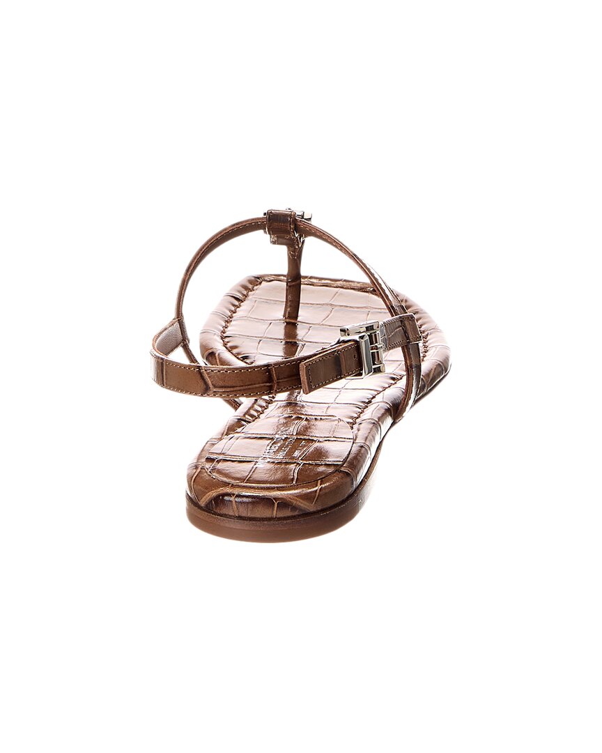 Michael Kors Collection Sofia Runway Croc-Embossed Leather Sandal, коричневый — фото 3