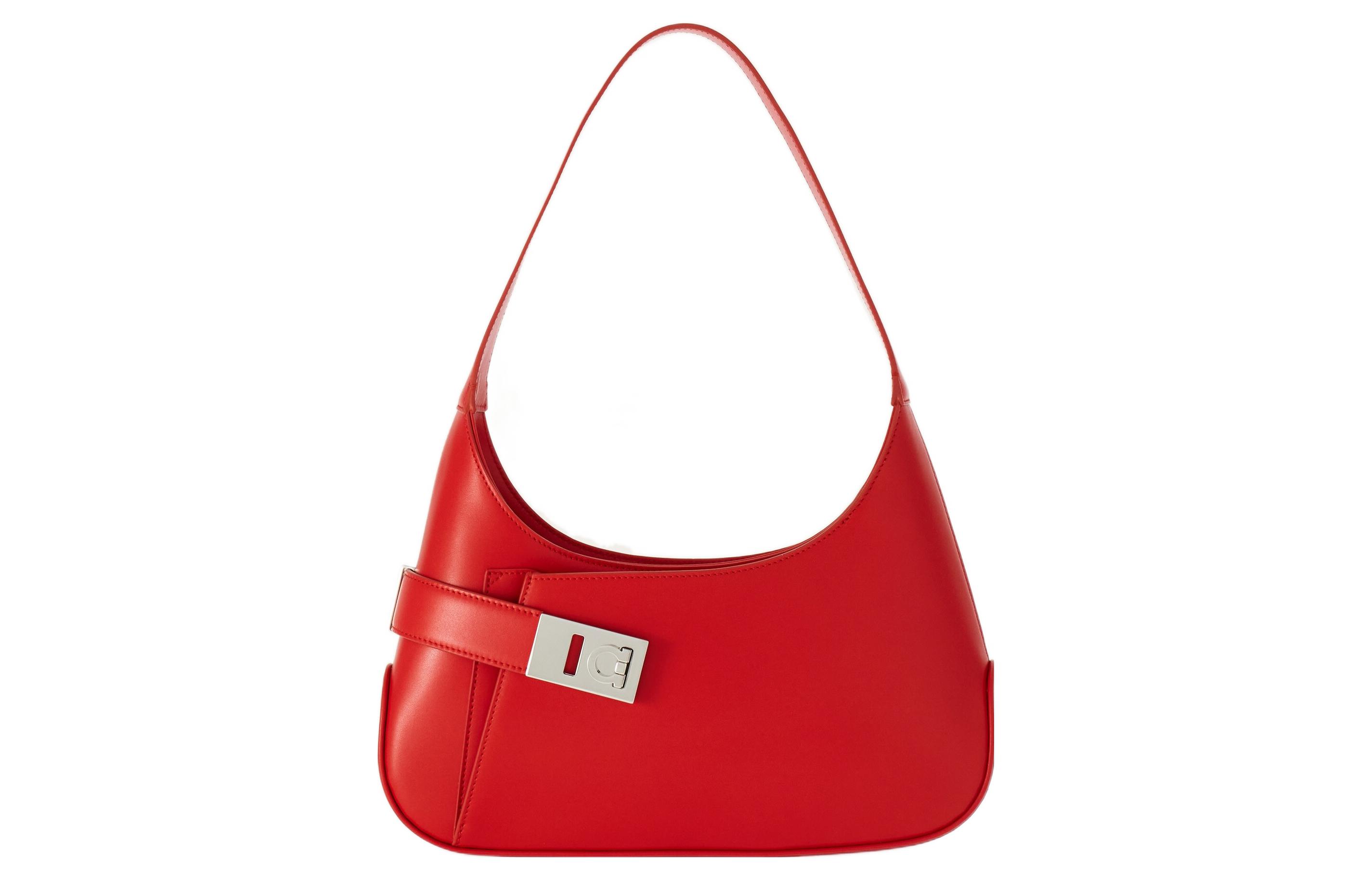 

Ferragamo Сумка из гладкой телячьей кожи, наплечная сумка, средняя, женская, красная