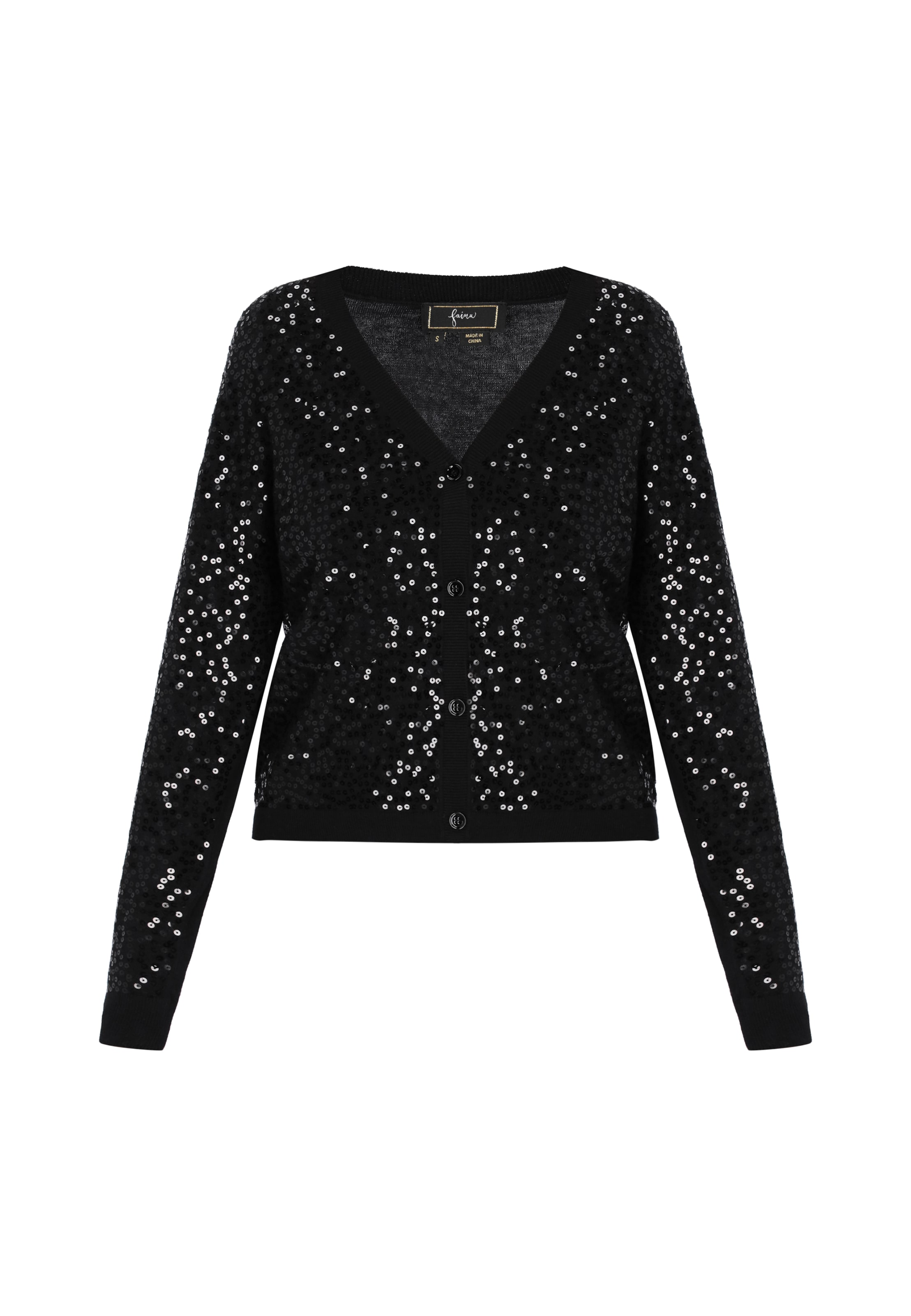 

Faina Вязаный кардиган 'Festive' в черном цвете