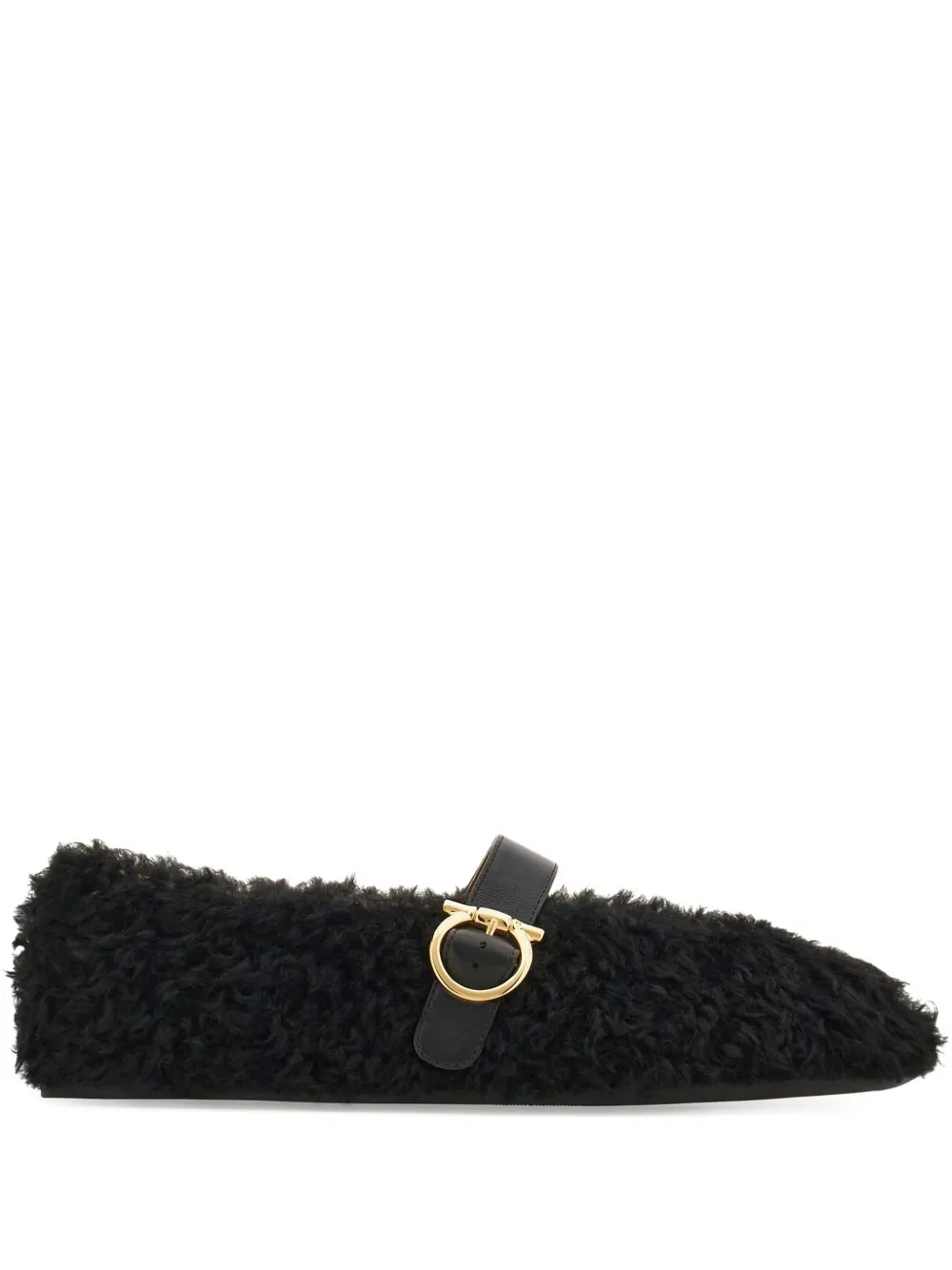 Балетки из овчины Ferragamo, черный