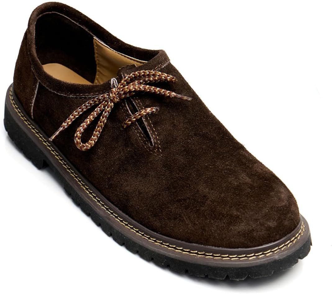 

Мужские кожаные туфли STEIGENHFER для аутентичного костюма Октоберфест - баварские хаферльшухи для мужчин - традиционные немецкие кожаные туфли с боковой шнуровкой - трахтенная обувь - разные цвета и размеры Steigenhofer Manufaktur, темно-коричн...