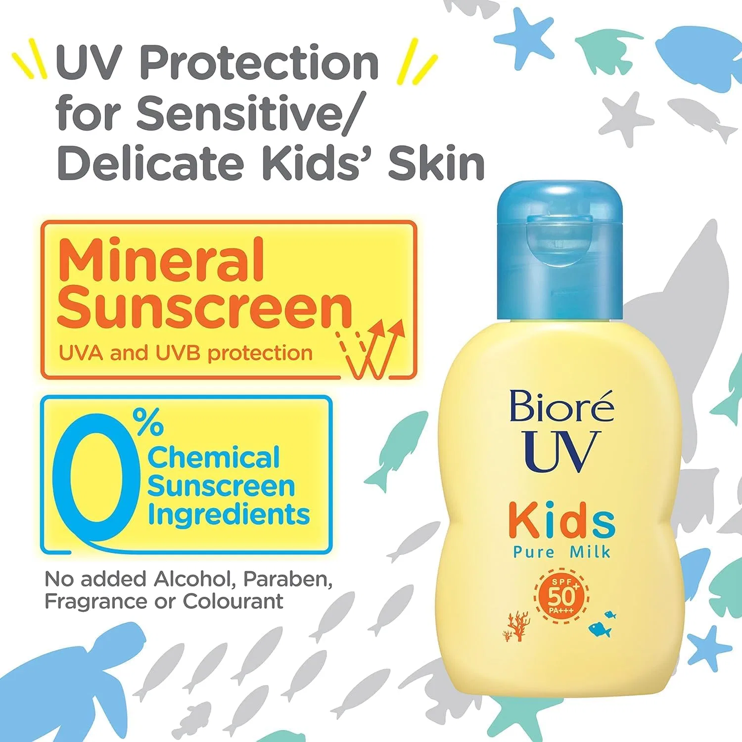 Солнцезащитное молочко для детей Biore UV Kids Pure Milk Sunscreen SPF50 PA+++, 70 мл, набор 2 шт Kunutonn — фото 4