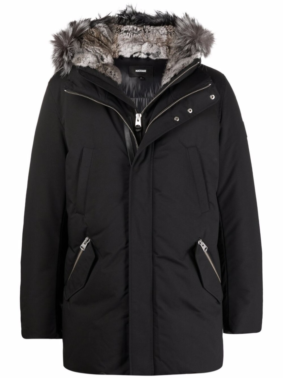 

Mackage пуховик с капюшоном и искусственным мехом, черный