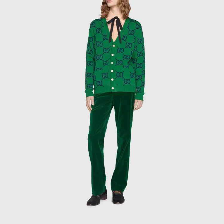 Кардиган Gucci GG Knit Cardigan 'Green Blue', зеленый — фото 2