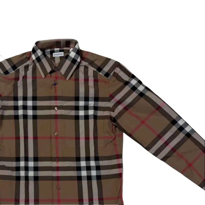 Рубашка Burberry мужская с отложным воротником, прямой силуэт, коричневый — фото 3