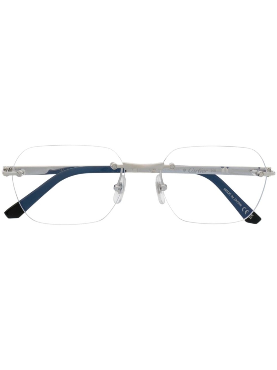 

Cartier Eyewear очки в безободковой оправе с логотипом, серебристый