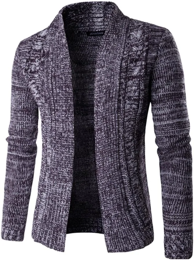 

Мужской длинный кардиган с шальным воротником и открытой передней частью Legou